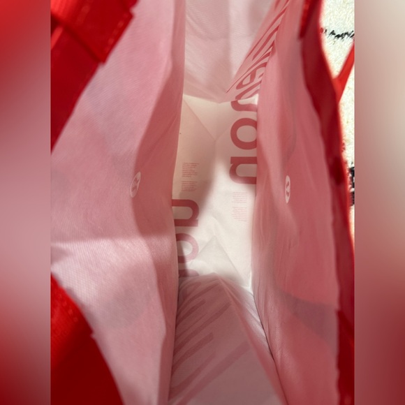 Lululemon Red Reusable Tote Bag | Logo Shopping Gym Carryall - Picture 4 of 6